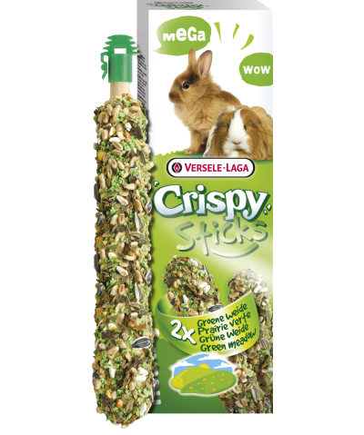 Versele-Laga Crispy Sticks Rabbits Guinea Pigs Dupla rúd (zöld rét) - kiegészítő eleség nyulak és tengerimalacok részére (140g)