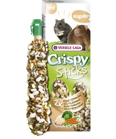 Versele-Laga Crispy Sticks Hamster, Rats Dupla rúd (rizs,zöldség) - kiegészítő eleség hörcsögök és nyulak részére (110g)